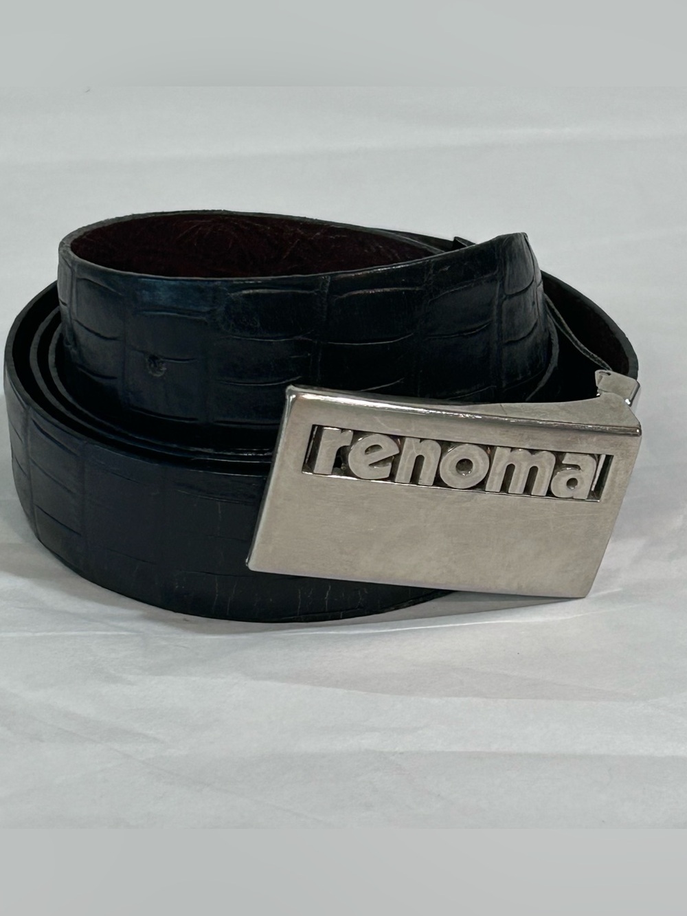 Renoma Paris Reversible Leather Belt Black Croc & Brown Size 44 Made in France